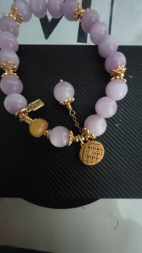 Healing Crystal Bracelet for Love | Kunzite & Amber | Positive Energy Jewelry Gift photo review