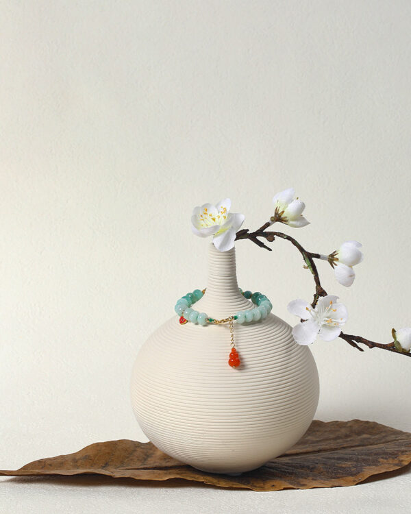 White Jade Pumpkin & Nanhong Gourd Bracelet | Wealth & Protection