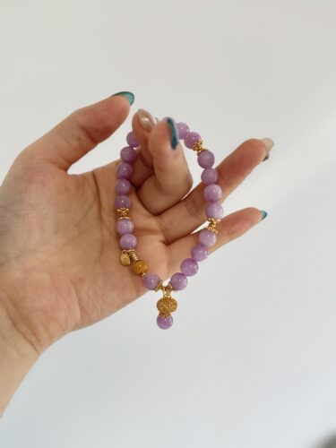 Healing Crystal Bracelet for Love | Kunzite & Amber | Positive Energy Jewelry Gift photo review