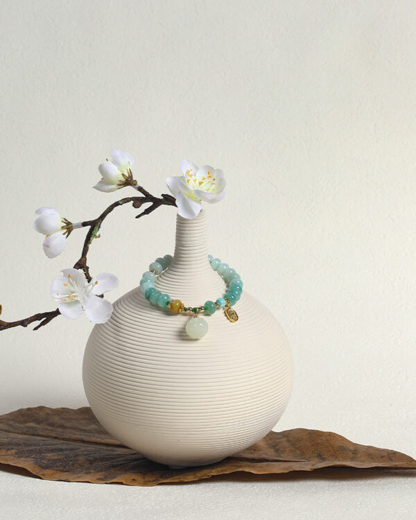 White Jade Pumpkin & Nanhong Gourd Bracelet | Wealth & Protection