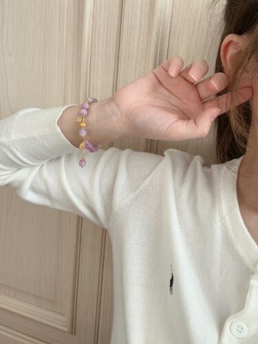 Healing Crystal Bracelet for Love | Kunzite & Amber | Positive Energy Jewelry Gift photo review