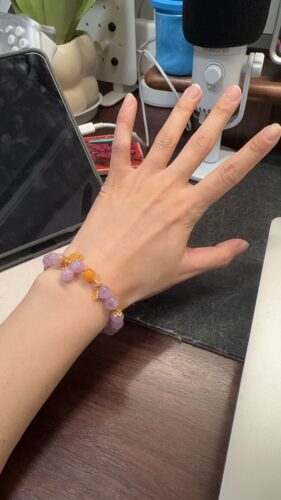 Healing Crystal Bracelet for Love | Kunzite & Amber | Positive Energy Jewelry Gift photo review