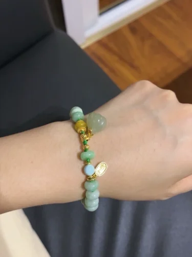 White Jade Pumpkin & Nanhong Gourd Bracelet | Wealth & Protection photo review