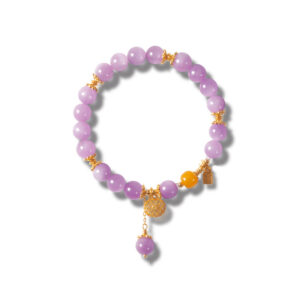 Healing Crystal Bracelet for Love | Kunzite & Amber | Positive Energy Jewelry Gift