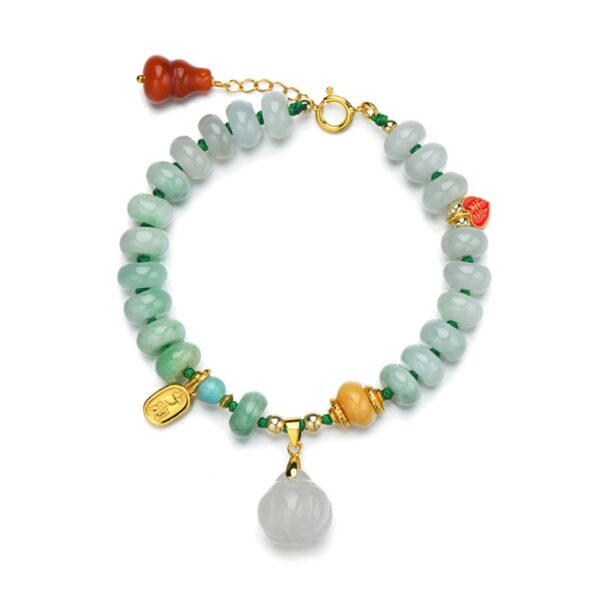 White Jade Pumpkin & Nanhong Gourd Bracelet | Wealth & Protection