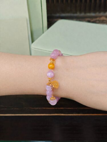 Healing Crystal Bracelet for Love | Kunzite & Amber | Positive Energy Jewelry Gift photo review