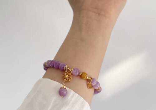 Healing Crystal Bracelet for Love | Kunzite & Amber | Positive Energy Jewelry Gift photo review