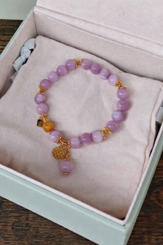 Healing Crystal Bracelet for Love | Kunzite & Amber | Positive Energy Jewelry Gift photo review