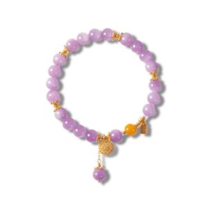 Healing Crystal Bracelet for Love | Kunzite & Amber | Positive Energy Jewelry Gift