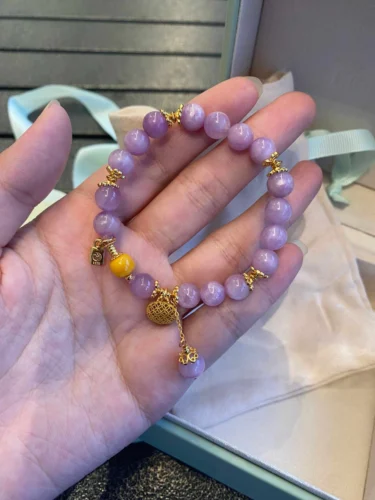 Healing Crystal Bracelet for Love | Kunzite & Amber | Positive Energy Jewelry Gift photo review