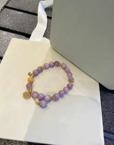 Healing Crystal Bracelet for Love | Kunzite & Amber | Positive Energy Jewelry Gift photo review