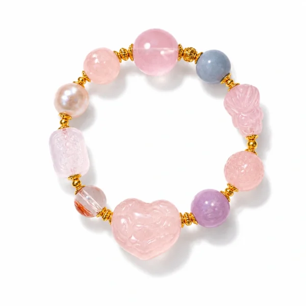 Heart Fox Pink Crystal Bracelet